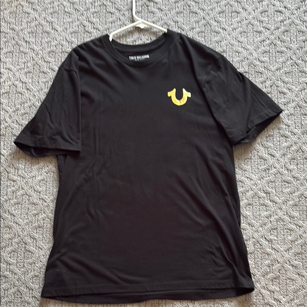 True Religion Black and Yellow Short Sleeve Tee